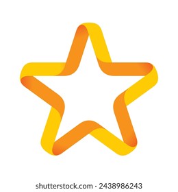 Vector yellow ribbon twisted into a star symbol on a white background