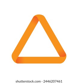 Vector yellow ribbon twisted into a triangle symbol on a white background