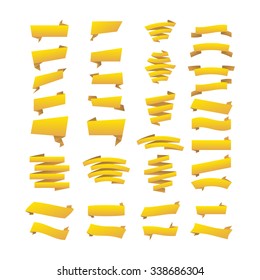 Vector Yellow ribbons set. Elements isolated on white background art