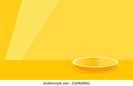 Vektorgelbes rundes Podium, Podest oder Plattform, Hintergrund für die Produktpräsentation. 3D-Podium. Werbeplatz. Unscharfer Produktstand auf hellem Hintergrund
