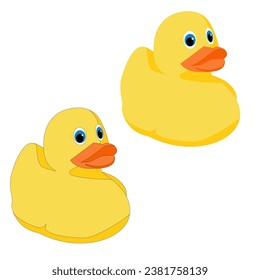 Vector yellow rubber duck for bathing duckling for children on white isolated background