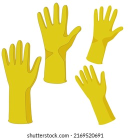 Vector yellow rubber gloves flat with shadows