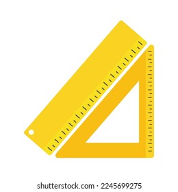 vector yellow ruler flat icon illustration