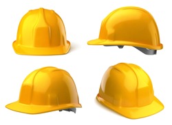 Vector Yellow Safety Helmets On White Background