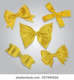Vector Yellow Satin Bows Set