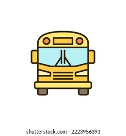 Vector Yellow School Bus concept minimal colored icon or symbol