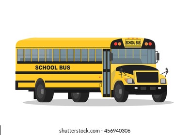 Vector yellow school bus isolated on white background.