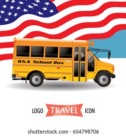 Vector yellow school bus isolated on white background