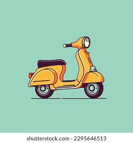 Vector Yellow scooter Retro Illustration