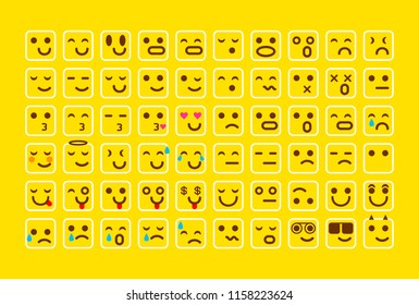 vector yellow Set of smile icons. emoji. emoticons face, vector illustration art