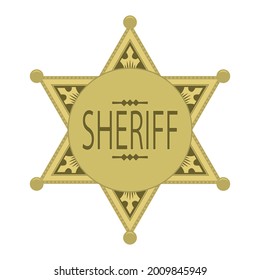 Vector Yellow Sheriff Star Icon Isolated on White Background.