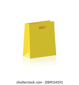 bolsa de compras amarilla vectorial aislada en fondo blanco