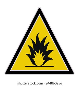 Vector yellow sign with fire warning. 