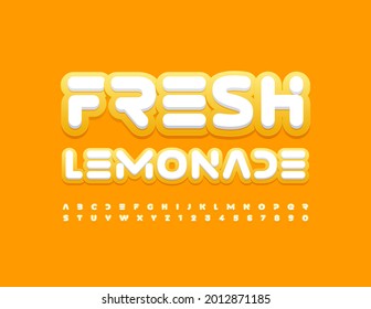 Vector yellow sign Fresh Lemonade with abstract Font. Modern style Alphabet Letters and Numbers set