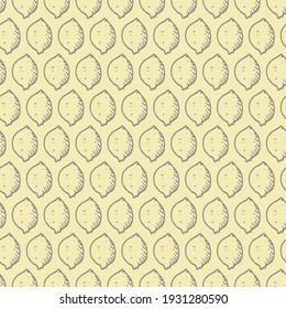 Vector yellow simple lemon doodle repeating background pattern. Suitable for textile, gift wrap and wallpaper.