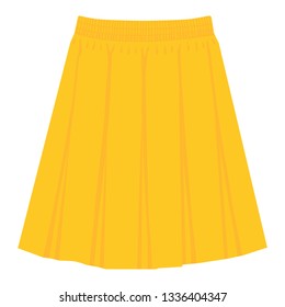 Vector yellow skirt template, design fashion woman illustration. Women box pleated skirt 