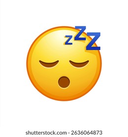 Ícone emoji da face amarela sonolenta do vetor com símbolos ZZZ, vetor 10 eps.