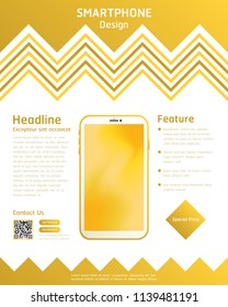 vector yellow smartphone template background for brochure banner or publication