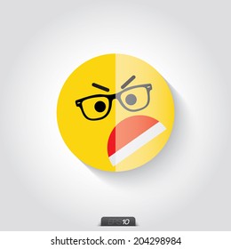 Vector  Yellow  Smile Icon on gray background, facial expression