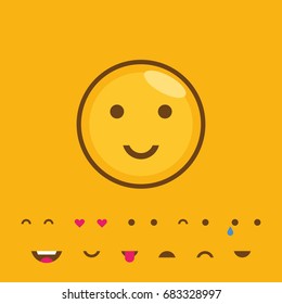 Vector yellow smiley emoji creation set template