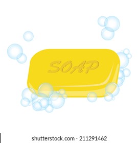 Vector of yellow soap with bubble 