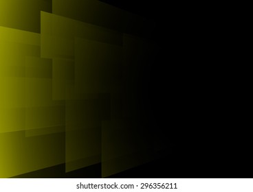 Vector : Yellow square abstract and black background