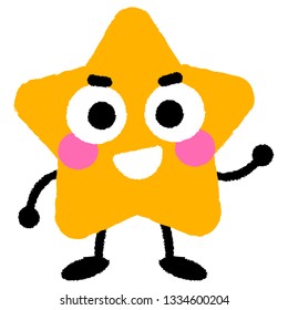 Vector Yellow Star Cartoon Character with Smiling Face