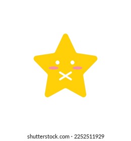 Vector yellow star emoticon with plastered mouth that can be used for many of your illustration purposes
