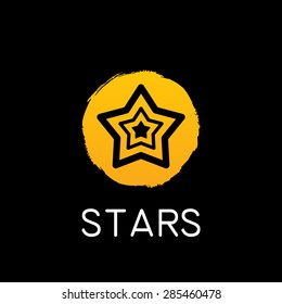 vector yellow star icon on black background