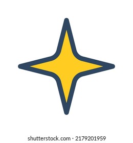 Vector yellow star. Retro element. Outline.