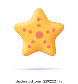 Vector yellow starfish 3d vector icon cartoon minimal style