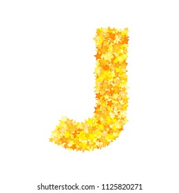 Vector yellow stars font, letter J