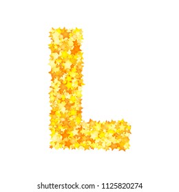 Vector yellow stars font, letter L