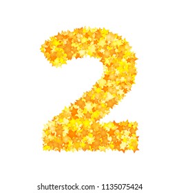 Vector yellow stars font, numeral 2