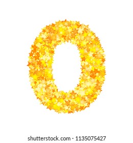 Vector yellow stars font, numeral 0