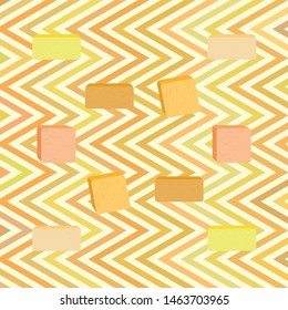Vector yellow stick of butter. Slices of margarine or spread, fatty natural dairy product. High-calorie food for cooking and eating.