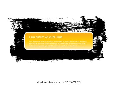 Vector yellow sticker banner on a hand-painted black daub backdrop