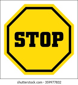 Vector yellow Stop Sign Icon, on white background