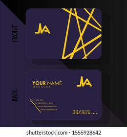 Vector yellow stripe elegant design of Business card