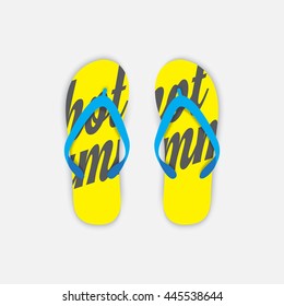 vector yellow summer flip flops. beach sandals