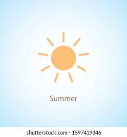 Vector yellow sun icon isolated on blue background. Modern design.