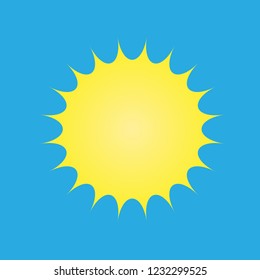 Vector yellow sun symbol on blue background