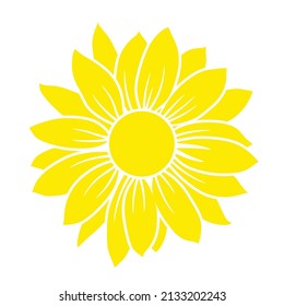 Vector yellow sunflower. Sunflower silhouette, Vector Illustration.