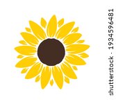 Vector yellow sunflower. Sunflower silhouette text frame Isolated on white background.