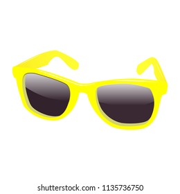 vector yellow sunglasses protect before sun shining white background