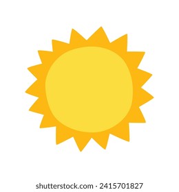 Vector yellow sunny icon on white background.