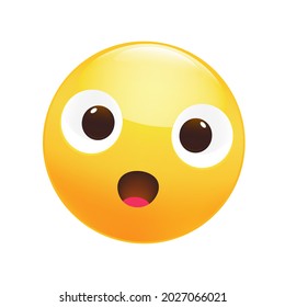 Vector Yellow Surprised Smile Isolated on White Background. Wow Cartoon Emotion.
