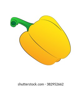 Vector yellow sweet pepper on white background.