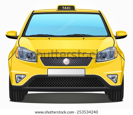 Vector Yellow Taxi Car - Front view