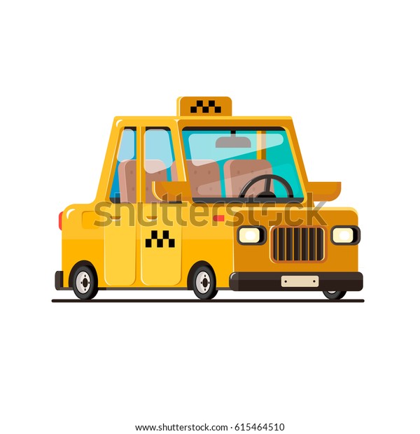 Vector yellow\
taxi. Cartoon car. Urban\
transport